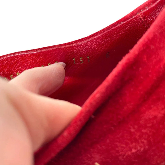 Casadei Red Suede Platform Slip On Ankle Tulip Cut Out Booties Heels Size 6‎ - Picture 11 of 11